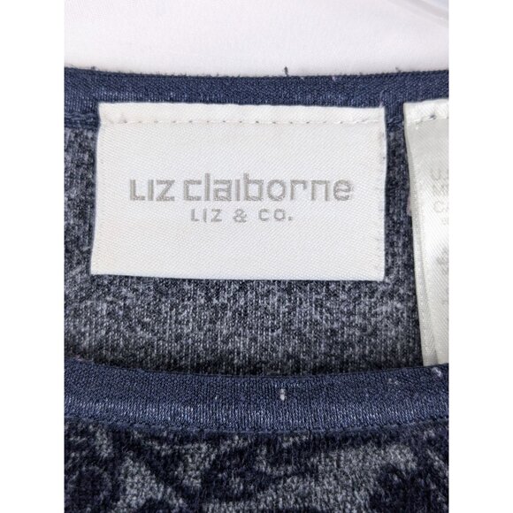 Liz Claiborne Liz & Co. Womens XL Navy Blue Paisley Print Top - Picture 4 of 9